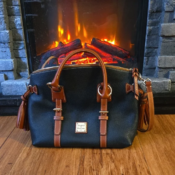 Dooney & Bourke Black and Tan Shoulder Bag - Picture 1 of 4